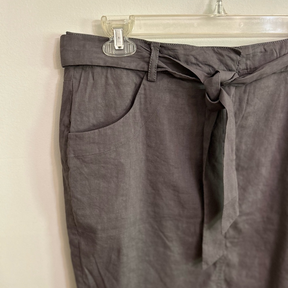 Eileen Fisher Grey Taupe Tie Waist Zip Button Knee Length Pencil Skirt Small - Picture 3 of 9